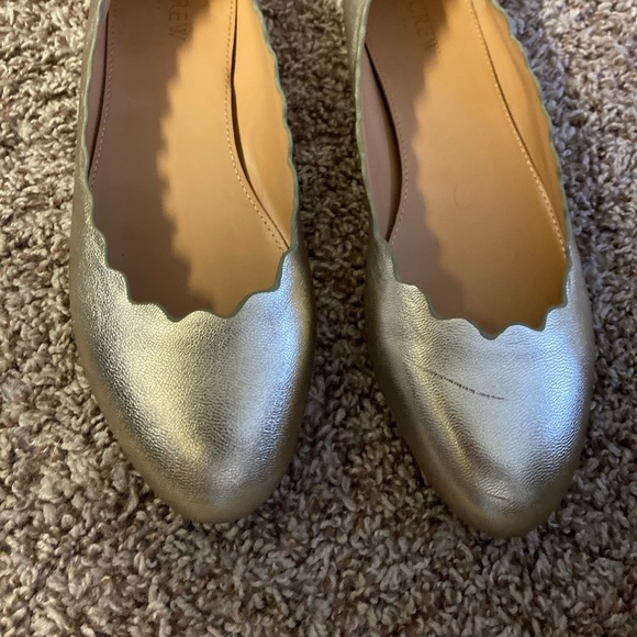 J Crew Metallic Gold Scalloped Ballet Flats 8.5 - Picture 11 of 11